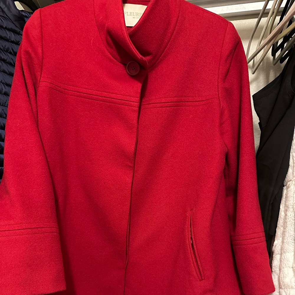 Fleurette Women's Red Coat worn twice size 12